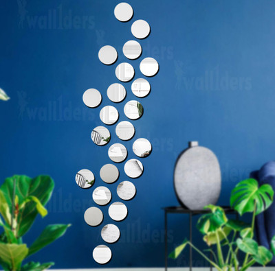 wall1ders 120 cm 10 cm Circle 24 Silver Self Adhesive Sticker(Pack of 24)