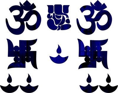 wall1ders 45 cm Ganesha combo Blue Self Adhesive Sticker(Pack of 10)