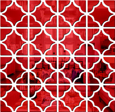 wall1ders 72 cm 16 Pattern Red Self Adhesive Sticker(Pack of 16)