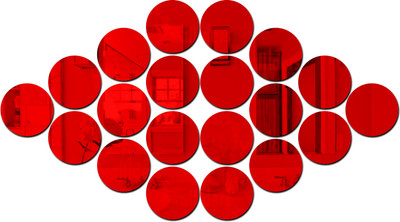 wall1ders 40 cm 10 cm Circle 20 Red Self Adhesive Sticker(Pack of 20)