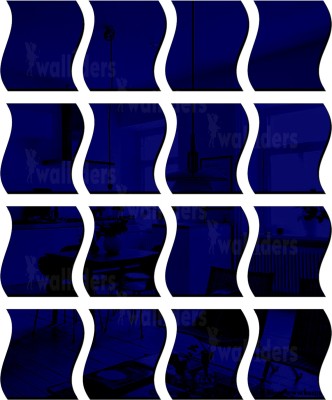 wall1ders 68 cm 16 Wave Blue Self Adhesive Sticker(Pack of 16)