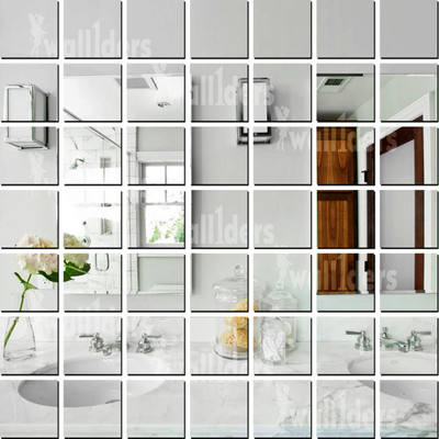 wall1ders 88 cm 10 cm Square 50 Silver Self Adhesive Sticker(Pack of 50)