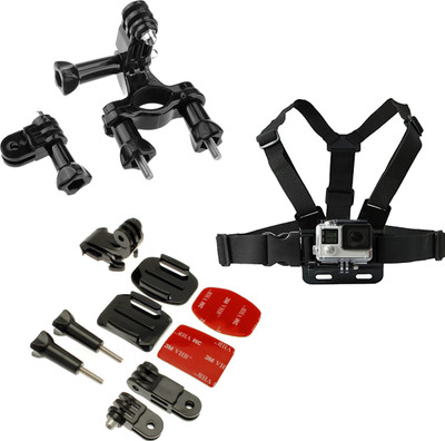 quikprof Bike mount+3 Helmet mountkit And Chest Strap For Gopro Hero, SJCAM, Yi Strap(Black)