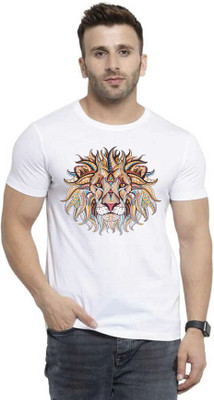 COBSUN Printed Men Round Neck White T-Shirt
