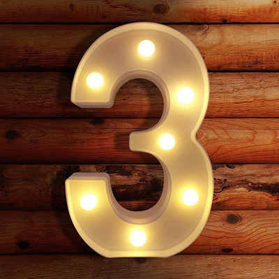 Party Propz Marquee Letter Light / Marquee Light - LED Marquee Number Light (Number 3) Night Lamp(21.5 cm, Number 3 Marquee Light)