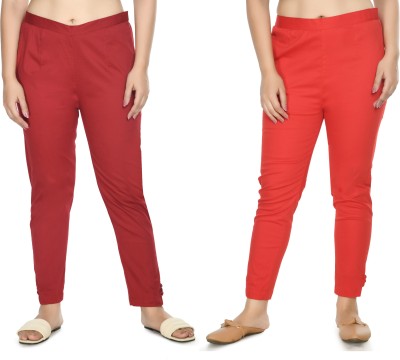 PREEGO Regular Fit Women Red, Maroon Trousers