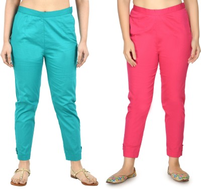 PREEGO Regular Fit Women Pink, Green Trousers