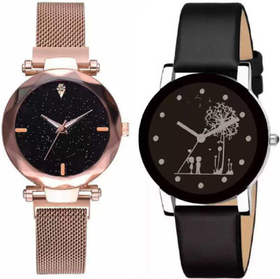 Mahi Trendz GOLD&BLACK WATCH SET05A Analog 765 awesome Watch COMBO OF TWO Analog Watch  - For Girls