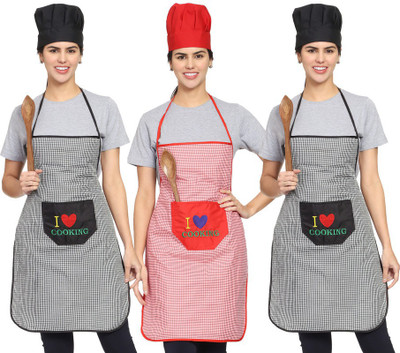 Whitewrap Polyester Chef's Apron - Free Size(Multicolor, Pack of 3)
