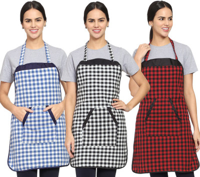 Whitewrap Cotton Chef's Apron - Free Size(Multicolor, Pack of 3)