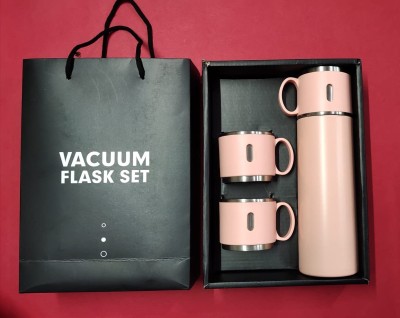 G K Exclusive Vacuum Flask Set Stainless Steel Drinking Metal Water Thermos Bottle with Cup 500 ml Bottle(Pack of 1, Multicolor, Steel)