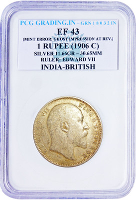 the coins INDIA BRITISH EDWARD VII ONE RUPEE 1906C P C G GRADING Medieval Coin Collection(1 Coins)