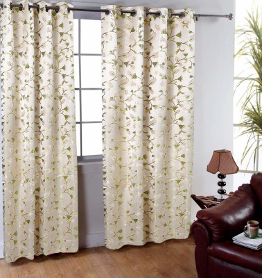 Vmd 214 cm (7 ft) Polyester Room Darkening Door Curtain (Pack Of 2)(Floral, White)