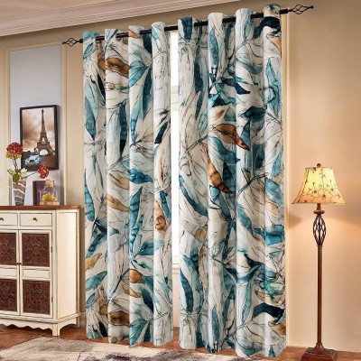 OHD 214 cm (7 ft) Polyester Room Darkening Door Curtain (Pack Of 2)(3D Printed, Blue)