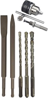 Inditrust (6x8x10)160mm with 13mm drill chuck Adapter Heavy 14X 250mm Chisel Flat and Point 3pc hammer bit