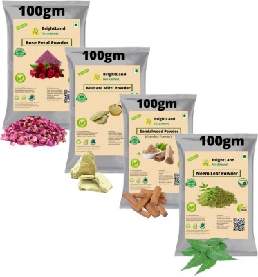 Brightland Sandalwood ( chandan) Rose petal Multani Mitti & Neem leaf Powder(400 g)