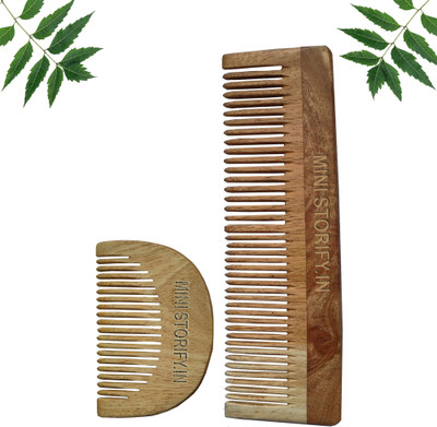 Mini Storify Truly Organic 1 Neem Beard Comb 1 Neem Dressing Comb Anti- Dandruff Comb For Men & Women