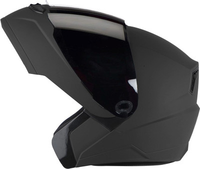 Steelbird Air SBA-7 FLIP-UP HI-QUALITY MATTE (SMOKE-VISOR) DASHING BLACK 600 MM SIZE L Motorsports Helmet(Black)