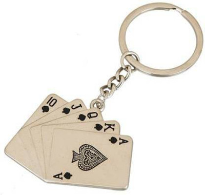 WHITE POPCORN Silver Playing Card Keychain Off Teen Patti Key Chain Key Chain