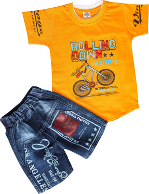 Hani Apex Boys Casual T-shirt Shorts(Mustered)