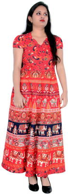 Sttoffa S Women Printed Anarkali Kurta(Red)