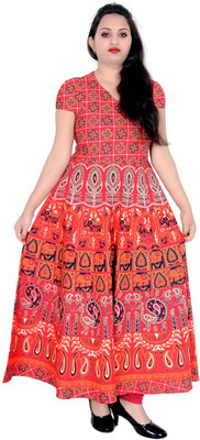 Sttoffa S Women Printed Anarkali Kurta(Red)