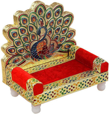 JKSS Dancing mor sighasan for laddu gopal/ Dancing peacock singhasan for laddu gopal Solid Wood Home Temple(Height: 15, Pre-assembled)