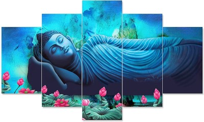 Peinture Art Gautama Buddha Painting Digital Reprint 30 inch x 40 inch Painting(With Frame, Pack of 5)