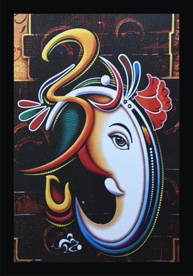 MHridayCraft MHC- Ganesh ji 49 Digital Reprint 12 inch x 9 inch Painting(With Frame)