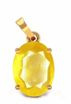 barmunda gems 7.25 Ratti Created Yellow Sapphire Silver Pendant for Men & Women Sapphire Metal