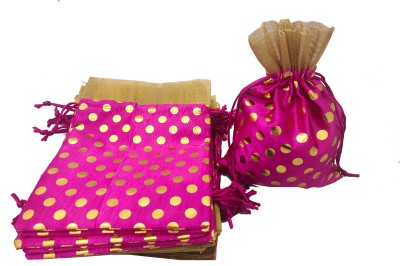 3A Featuretail 24 cm x 18 cm Polka Dot Drawstring Bags Pouches Potli for Gift/Jewelry Packaging Potli