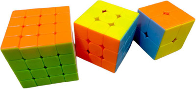 RVM Toys 3 in 1 Rubik Speed Cube Stickerless One Hand Movement Puzzle Set(2X2)(3X3)(4X4)(1 Pieces)