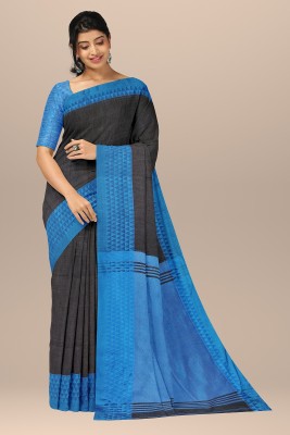 Bong ButiQ Self Design Narayanpet Handloom Cotton Blend Saree(Blue, Grey)