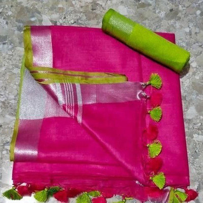 govind handloom Self Design Bollywood Cotton Blend Saree(Multicolor)
