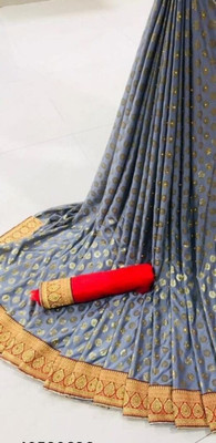 ASHA ENTERPRISE Printed Bollywood Silk Blend Saree(Grey)