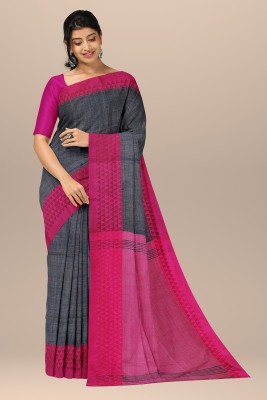 Bong ButiQ Self Design Narayanpet Handloom Cotton Blend Saree(Pink, Grey)