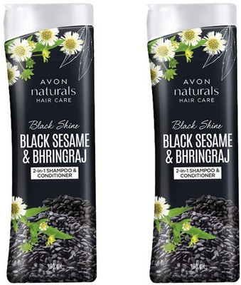 Avon Naturals Hair Care Black Shine Bhringraj 2-in-1 Shampoo & Conditioner Pack of 2(360 ml)