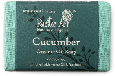 RUSTIC ART Organic Cucumber Bath Soap | Cold Processed | Natural Fragrance| Plastic Free(100 g)