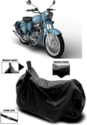 AutoFave Two Wheeler Cover for Royal Enfield(Squadron Blue, Black)