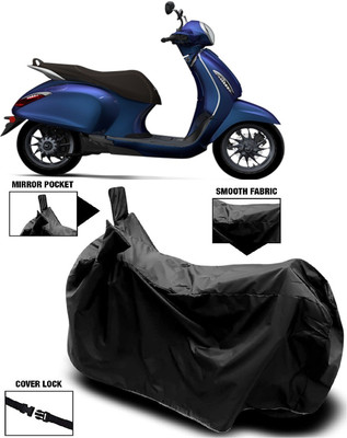AutoFave Two Wheeler Cover for Bajaj(New Chetak, Black)