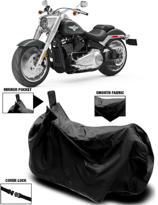 AutoFave Two Wheeler Cover for Harley Davidson(Fat Boy, Black)