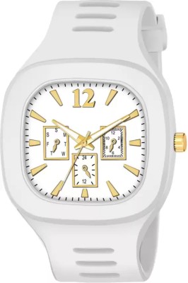 Trex MR-21 Silicone Strap Watches For Boy's Chrono Design Classic White Wrist Analog Watch  - For Boys