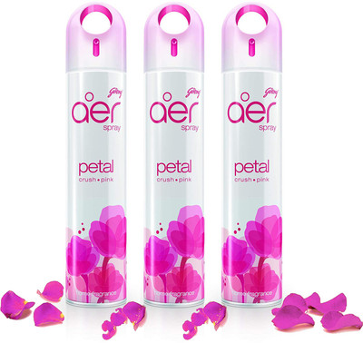 Godrej Aer Freshener for Home & Office - Petal Crush Pink|Long-Lasting Fragrance|Pack of 3 Spray Petal Crush Pink(3 x 220 ml)