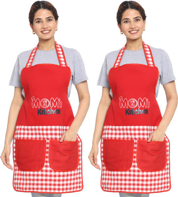 JMI Cotton Chef's Apron - Free Size(Red, Pack of 2)