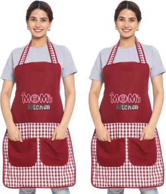 JMI Cotton Chef's Apron - Free Size(Maroon, Pack of 2)