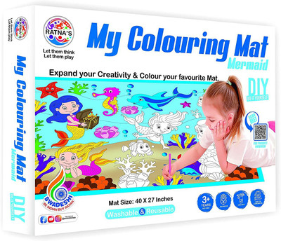 Sani International Toy World Colouring MAT for Kids Reusable &Washable. MAT Size(40INX27IN)Mermaid(Multicolor)