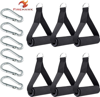 Firehawk 6Pcs Exercise Handle Cable Machine Attachment Resistance Band Handle With S Lock Multi-training Bar(Black, Silver)