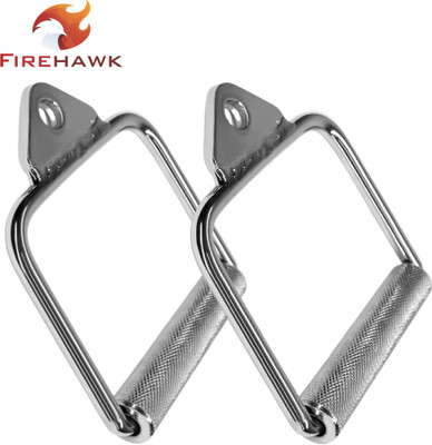 Firehawk 2 Pcs of D-Handle Cable Attachment for Weight Lifting –Lat Pull Down Bar Multi-training Bar(Silver)