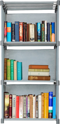 Decent Hut Multipurpose Foldable Open Bookshelf Storage Shelf For Study Room Home Office Metal Semi-Open Book Shelf(Finish Color - Grey, DIY(Do-It-Yourself))