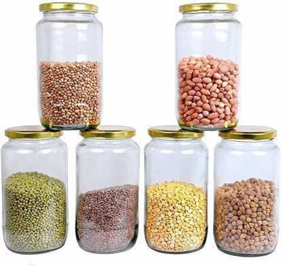 goblet Glass Grocery Container  - 1000 ml(Pack of 6, Clear)